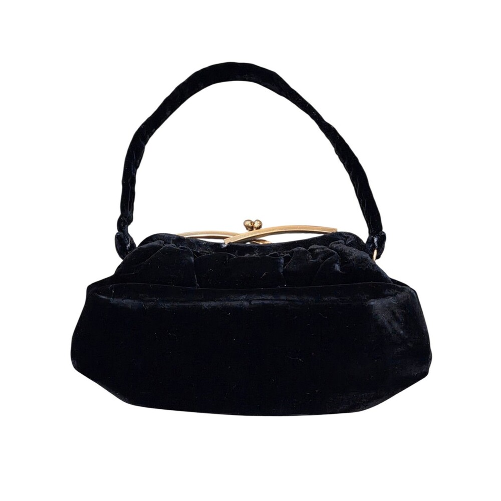 Vintage 40s/50s Whiting and Davis MCM Black Velvet Evening Handbag - Picture 7 of 7